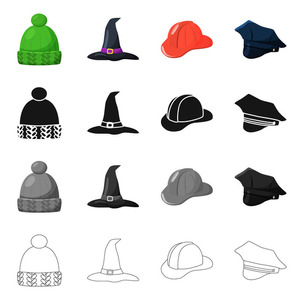 Oggetto isolato di abbigliamento e segno cappello. Set di abbigliamento e berretto stock symbol per web
. - Vettoriali, immagini