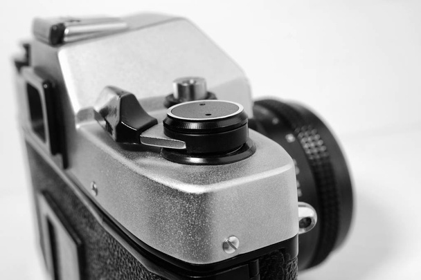 Vintage camera film rewinder lever. Shallow depth of field - Photo, Image