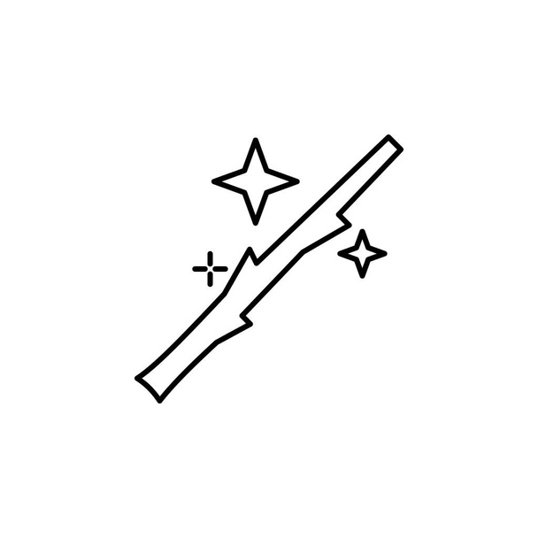 varita mágica con icono de contorno de estrella. Los signos y símbolos se pueden utilizar para la web, logotipo, aplicación móvil, interfaz de usuario, UX sobre fondo blanco
 - Vector, Imagen