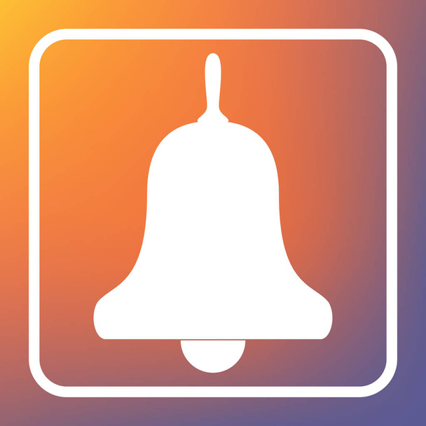 Bell Alarm, hand bell sign. Vector. White icon on transparent button at orange-violet gradient background. - Vector, Image