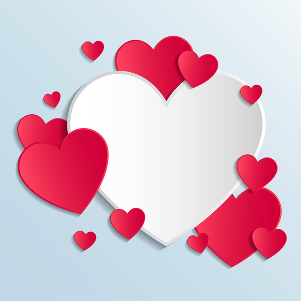 Background with cutepaper cut hearts and copyspace - love concept. Vector - Вектор, зображення