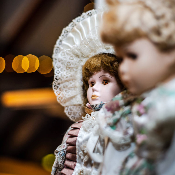 Beautiful dolls on sunday brocante in small alsacien village, France - Valokuva, kuva