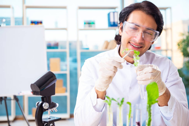 A laborban dolgozó férfi biotechnológia tudós kémikus - Fotó, kép
