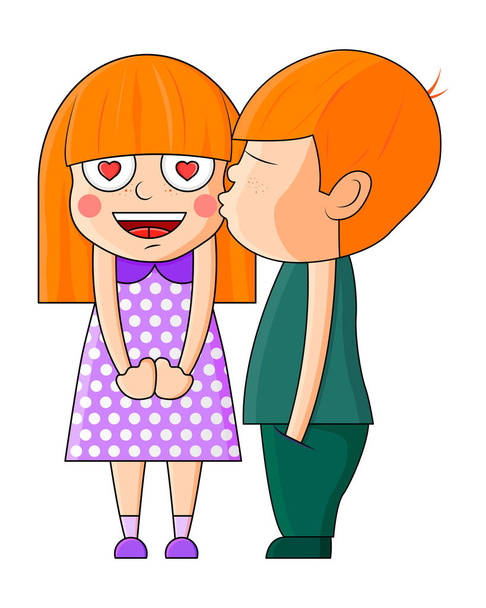 Garoto beijando menina. Valentine ilustração vetorial
. - Vetor, Imagem