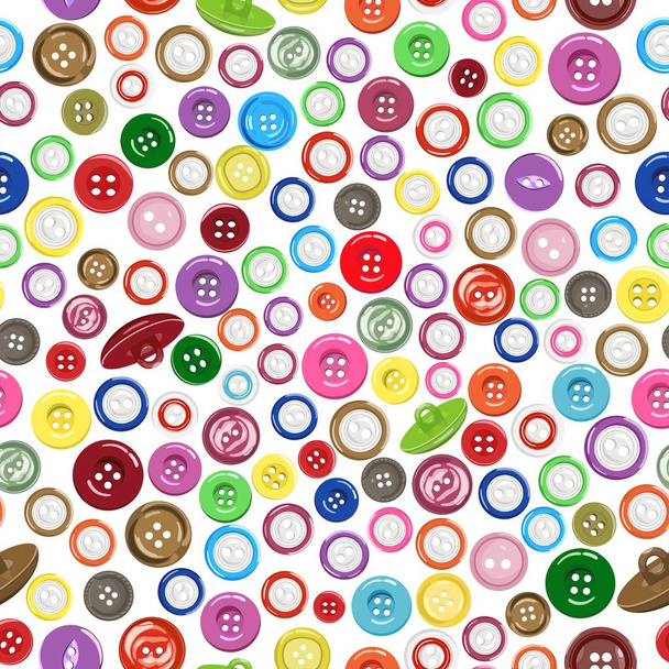 Seamless pattern of clothing buttons. Fashion and needlework. Vector illustration - Vector, Image