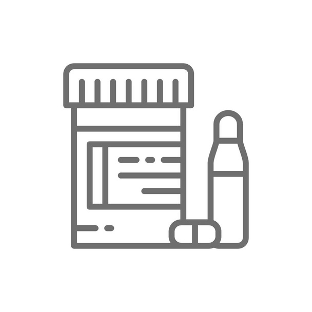 Tablets, ampoules, medicine line icon. - Vector, Image