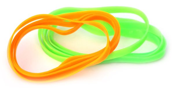 Rubber band over white background - Photo, Image