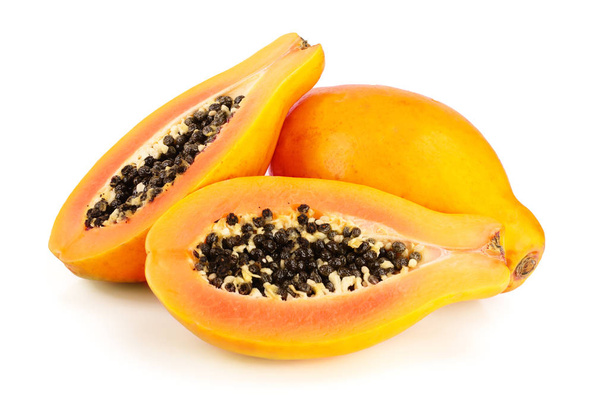 ripe cut papaya isolated on a white background - Photo, Image