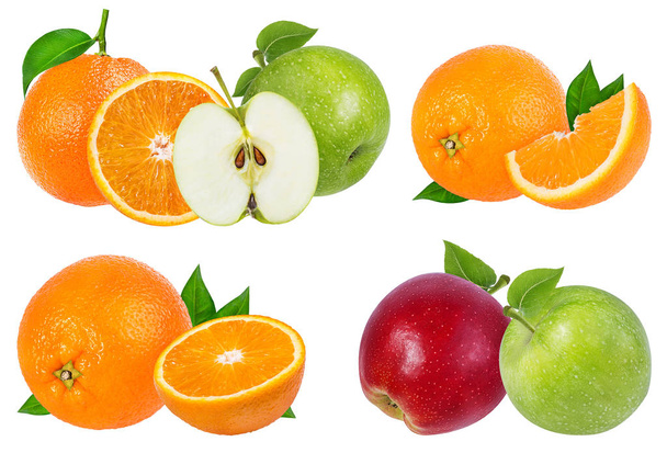Apfel und Orange isoliert auf weißem Hintergrund - Foto, Bild