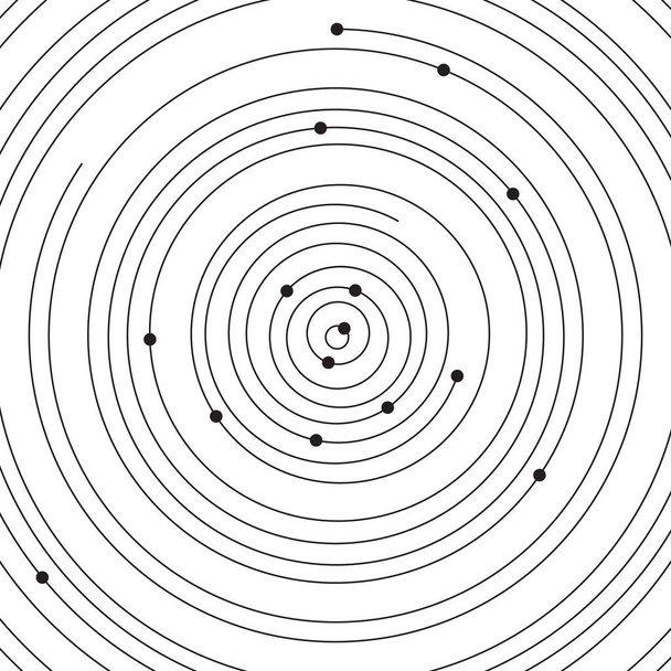 Siyah ve beyaz eşmerkezli çizgi çember arka planı. Yıkama ve fırtına konsepti ya da dalgalanma etkisinin basit vektör gösterimi - Vektör, Görsel