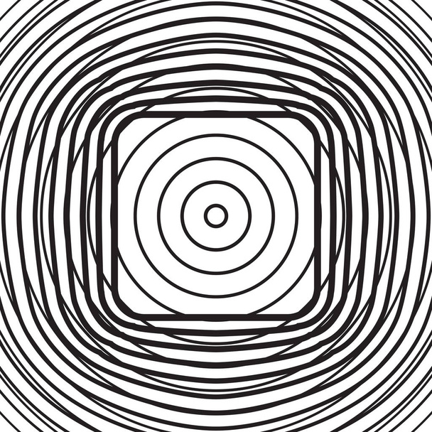 Μαύρο και άσπρο ομόκεντρο φόντο κύκλο γραμμή. Έννοια πλυσίματος και καταιγίδας ή απλή διανυσματική απεικόνιση του φαινομένου κυματισμού - Διάνυσμα, εικόνα