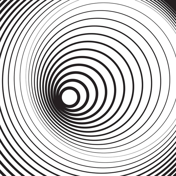 Black and white concentric line circle background. Wash and storm concept or simple vector illustration of ripple effect - Vector, Image