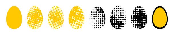 Ostereier-Symbole für ein fröhliches Ostergrußkartendesign. Sammlung von Ei-Vektorsymbolen mit unterschiedlichen geometrischen Mustern und Texturen - Vektor, Bild