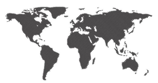 Globális vektoros világ Térkép a elszigetelt fehér háttér. Egyszerű worldmap silhouette vagy föld atlasz, vázlatos körvonalait a kontinensek - Vektor, kép