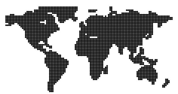 Globalny wektor mapa na białym tle na białym tle. Worldmap prosta sylwetka lub ziemi atlas z schematyczne kontury kontynentów - Wektor, obraz