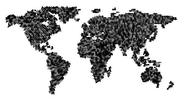 Globale Vektorweltkarte isoliert auf weißem Hintergrund. einfache Weltkartensilhouette oder Erdatlas mit schematischen Umrissen von Kontinenten - Vektor, Bild