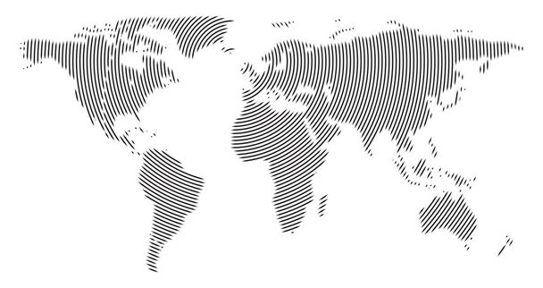 Globális vektoros világ Térkép a elszigetelt fehér háttér. Egyszerű worldmap silhouette vagy föld atlasz, vázlatos körvonalait a kontinensek - Vektor, kép
