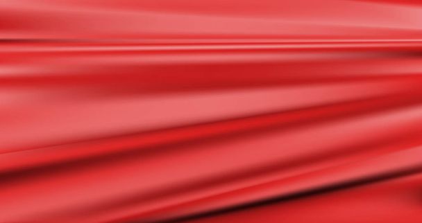 Zvlněná luxusní červená tekoucí saténové pozadí. Vektor scarlet hedvábné textilie textura nebo elegantní fialová měkká bavlna vzor - Vektor, obrázek