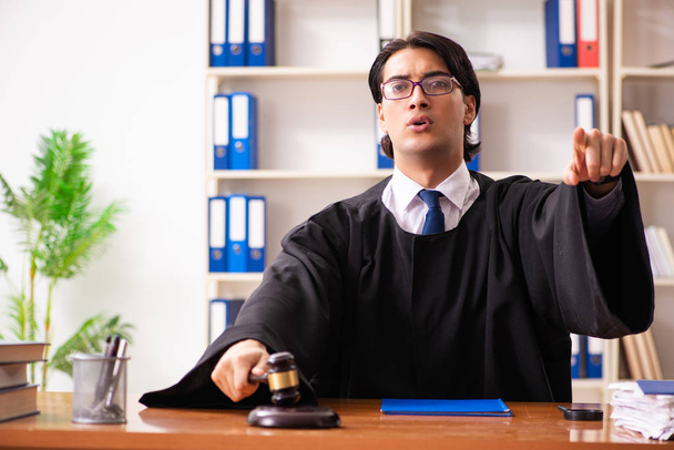Молодой привлекательный судья работает в суде  - Фото, изображение