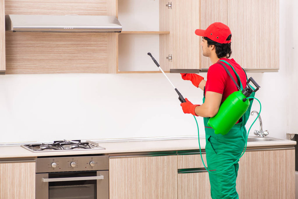 Professionele aannemer doen ongediertebestrijding op keuken - Foto, afbeelding