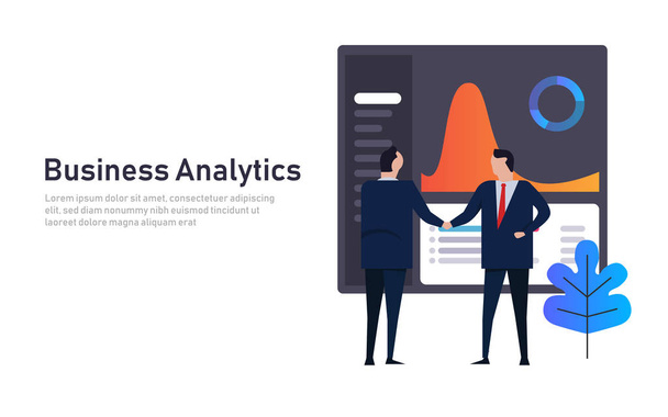 Analytics business data dashboard financial performance abstract. Employee manager handshake. Futuristic modern technology. Gradient color - Vector, Image