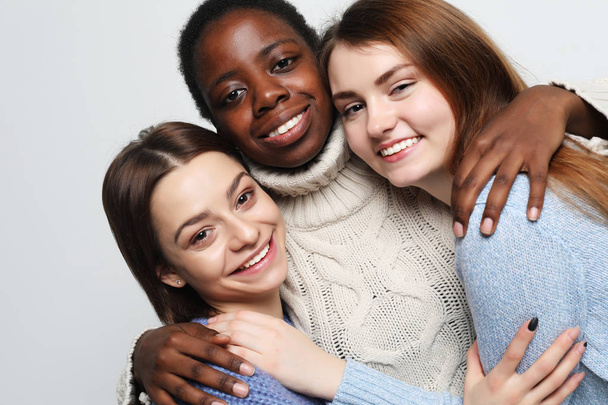 Close-up portrait of charming multiracial girls  - Zdjęcie, obraz