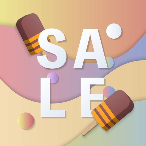 Zomer verkoop banner sjabloon 3d pastel kleurrijke popsicle ijs kromme Golf achtergrond met kleurovergang. Idee voor zowel voor print en web promotie design - Vector, afbeelding