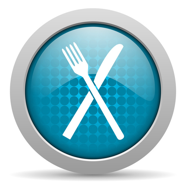 food blue circle web glossy icon - Фото, изображение
