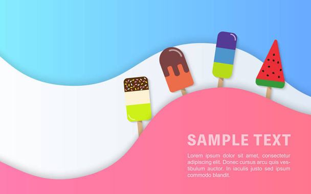 Lato sprzedaży transparent szablon kolorowy popsicle lody krzywej fali linii. Pomysł na zarówno dla wydruku i sieci web design promocja - Wektor, obraz