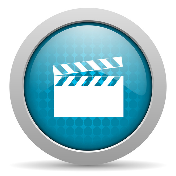 movie blue circle web glossy icon - Фото, зображення