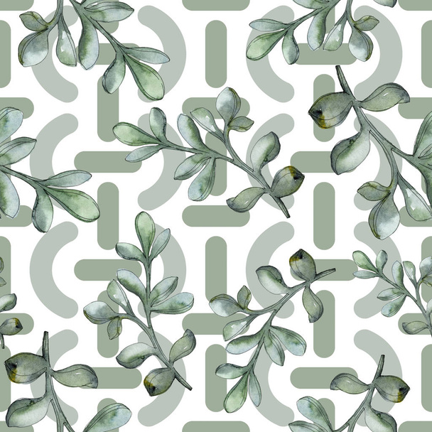 Jungle botanical succulent flower. Watercolor background illustration set. Seamless background pattern. - Фото, изображение