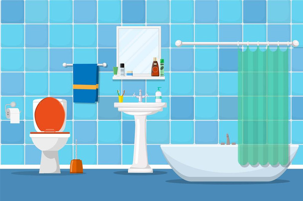 Interior of a bathroom with a toilet - Vector, Image
