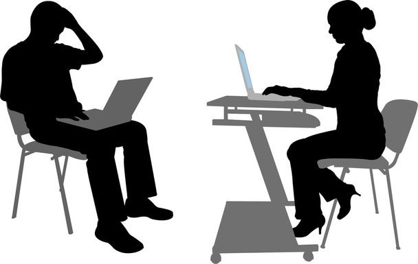 erkek ve kadın ile dizüstü bilgisayarlar - Vektör, Görsel
