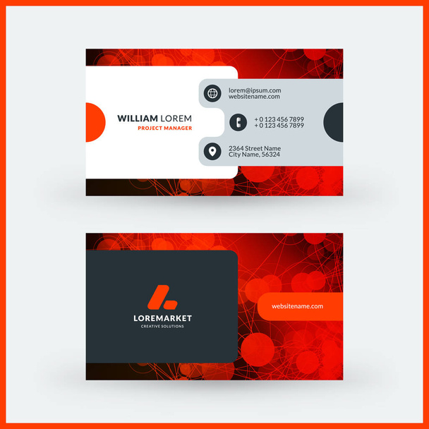 Double-sided horizontal modern business card template. Vector mockup illustration. Stationery design - Vector, Image