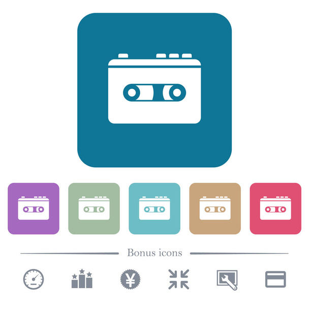 Vintage retro walkman flat icons on color rounded square backgrounds - Vector, Image