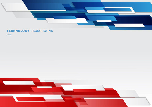 Abstract header blue, red and white shiny geometric shapes overl - Vector, Image