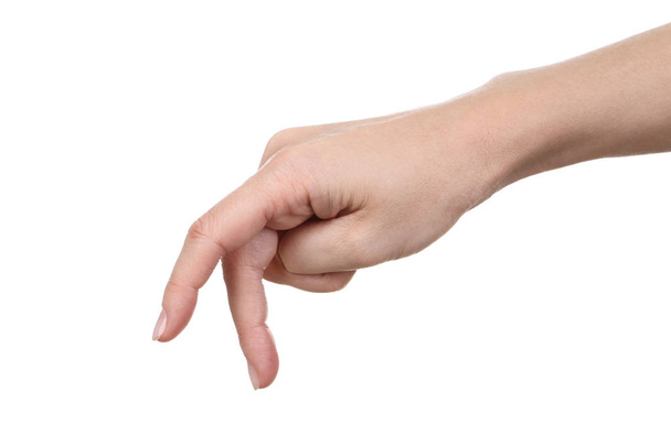 női kéz elszigetelt fehér háttér - Fotó, kép