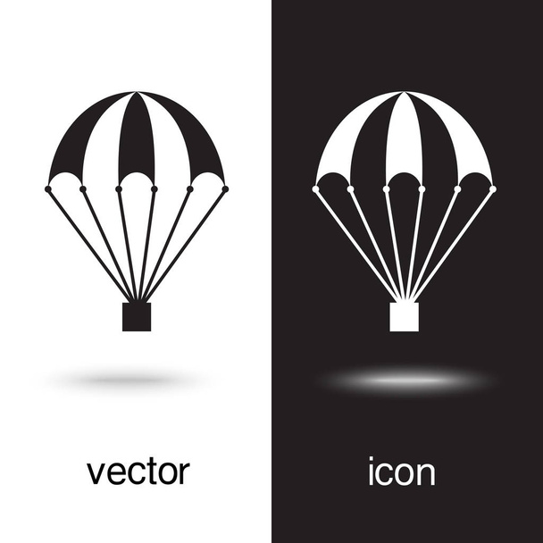 Ícone de vetor de um paraquedas em fundo preto e branco
 - Vetor, Imagem