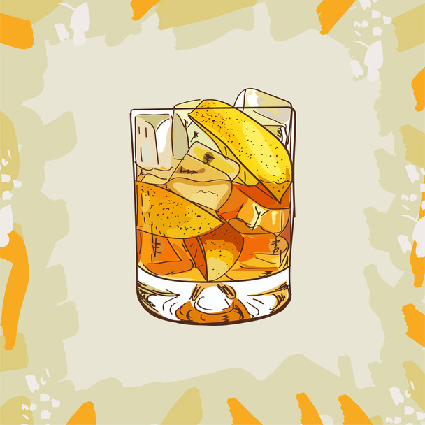 Крёстная мать Современная классическая коктейльная иллюстрация. Алкогольный бар пить вручную нарисованный вектор. Поп-арт
 - Вектор,изображение
