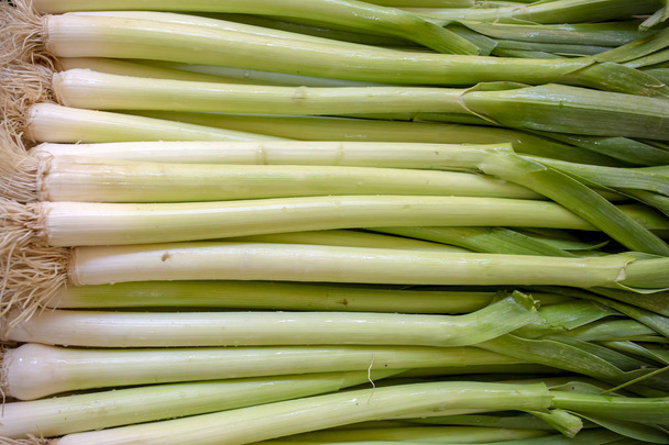 Πράσινο φρέσκο organik πράσο λαχανικά υφή αγορά - Φωτογραφία, εικόνα