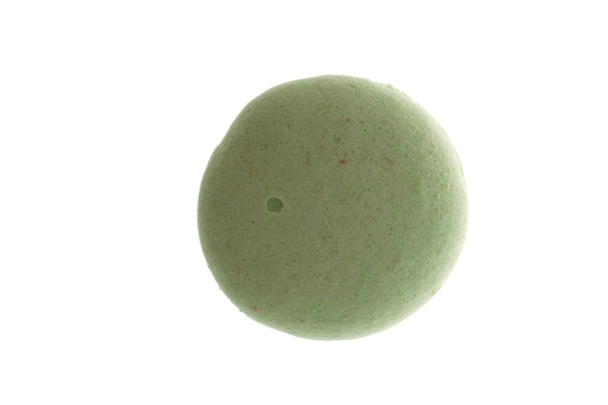Single french green macaroon isolated on white background - Photo, Image