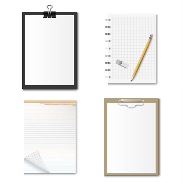 Collection clipboards with paper and notebooks design template - ベクター画像