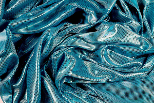 Γυαλιστερό πολυτελές μπλε μετάξι υφή - Φωτογραφία, εικόνα