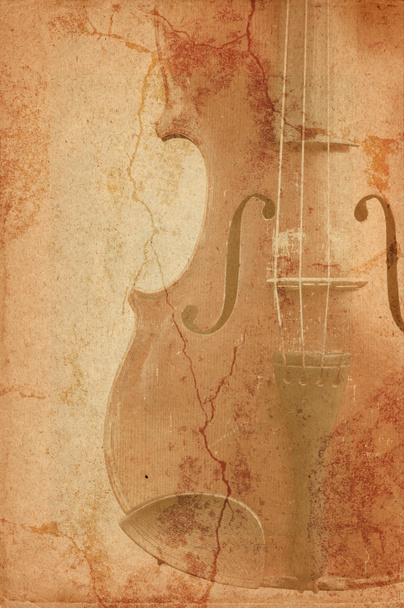 grunge muziek achtergrond met oude viool - Foto, afbeelding