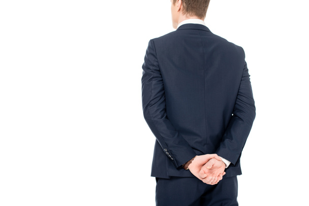 back view of businessman standing suit isolated on white - Valokuva, kuva