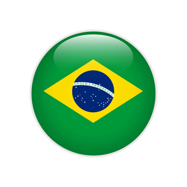 Bandera de Brasil en botón
 - Vector, Imagen