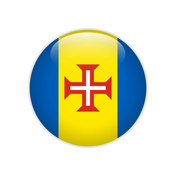 Madeira flag on button - Vector, Image