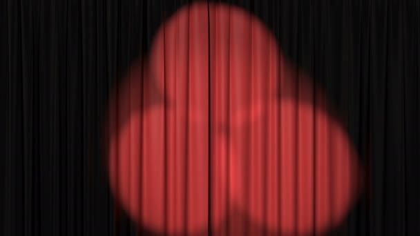 スポット ライト、シームレスで美しい赤いカーテンは、3 d アニメーションをループしました。4 k - 映像、動画