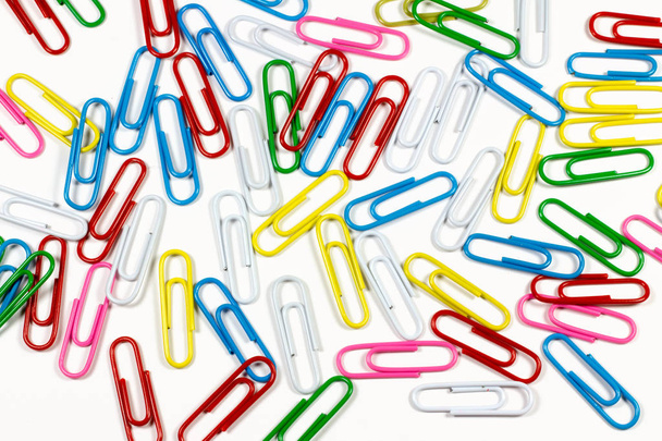 colorful paper clips isolated on white background - Photo, Image