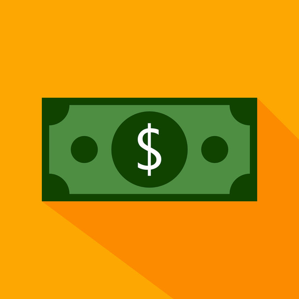 Dollar flat icon on orange background - Vector, Image